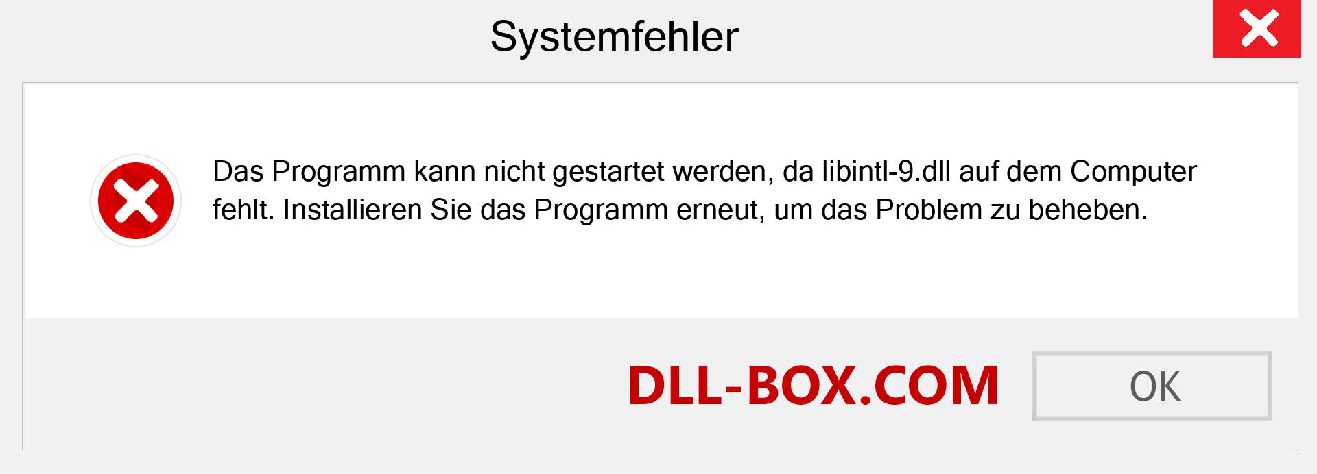 libintl-9.dll-Datei fehlt?. Download für Windows 7, 8, 10 - Fix libintl-9 dll Missing Error unter Windows, Fotos, Bildern